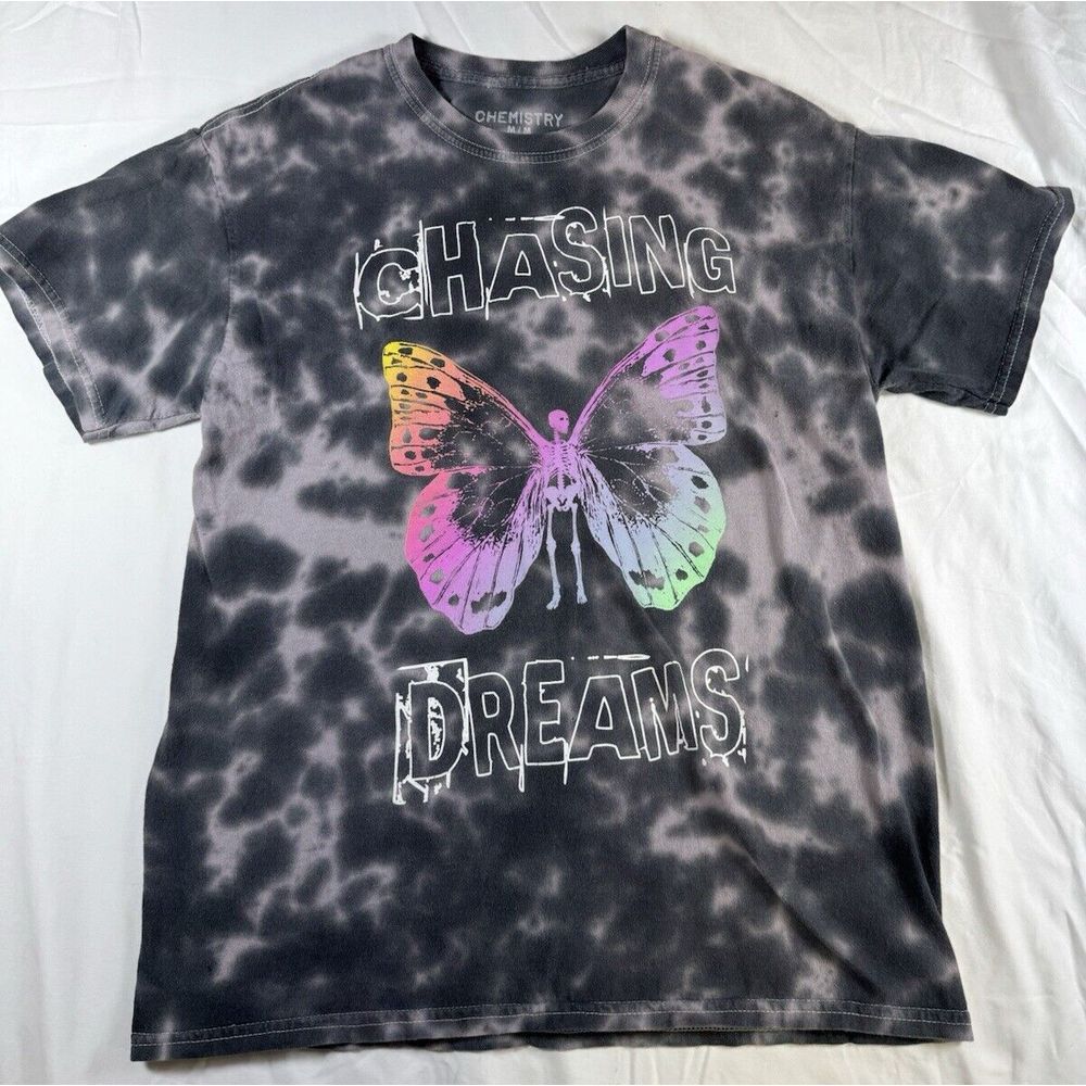 Chasing Dreams Chemistry T-Shirt Sz Medium Skeleton Butterfly Tie-Dye‎ Rock Tee